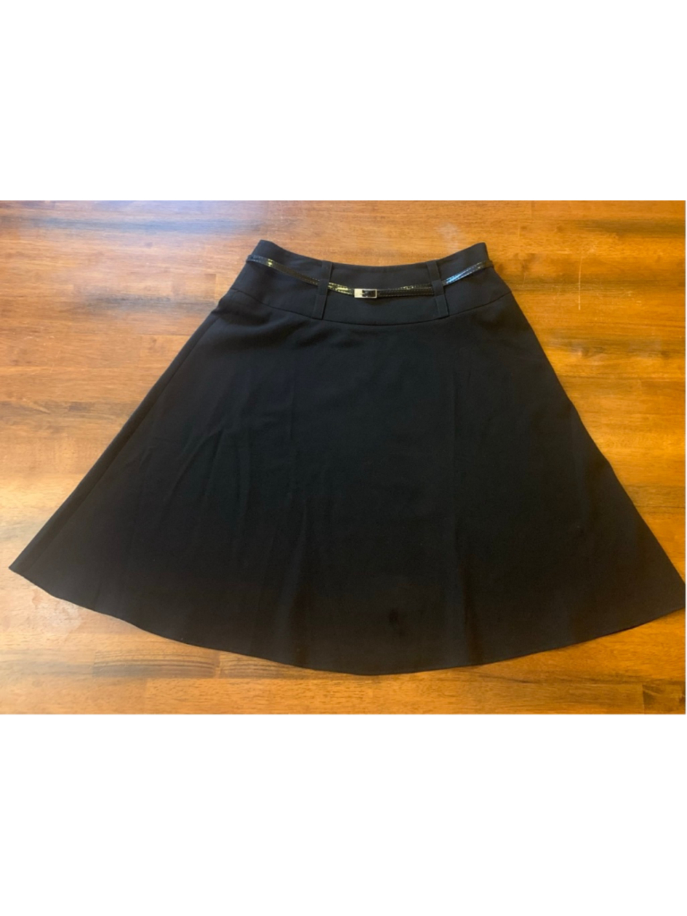 New York Clothing Company Skirt 8 Black with Belt A-Line Side Zip
